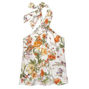 NEW J.CREW COLLECTION FLORAL HALTER TOP BRIGHTS BLOOMCORE PRINT CHIC RESORT MED